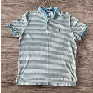 US Polo Assn Blue, Brown,‎ White Striped Polo Shirt Men’s Size L